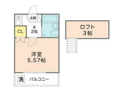 シャルマン生田Ⅱ(1K/1階)の間取り写真