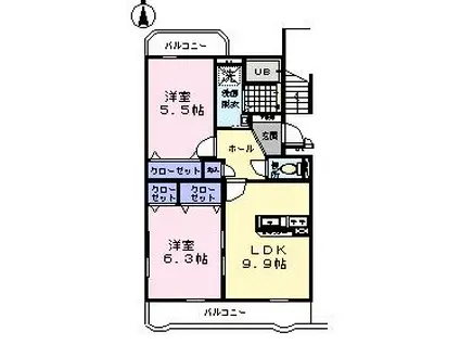 サンフォレスト(2LDK/3階)の間取り写真