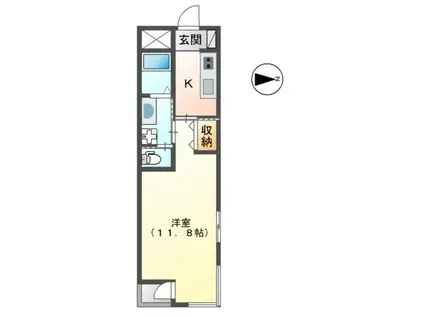 メロディ(1K/2階)の間取り写真