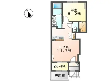 リヴィエールⅤ(1LDK/1階)の間取り写真