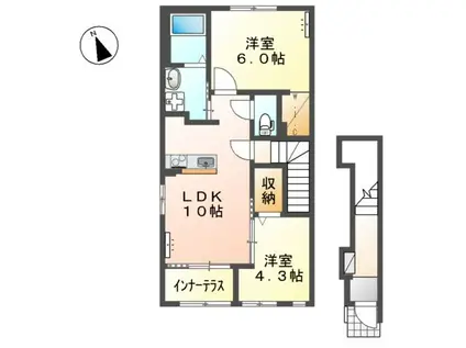 リヴィエールⅤ(2LDK/2階)の間取り写真