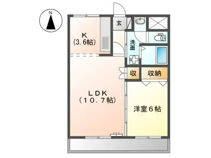 クレオール(1LDK/1階)の間取り写真