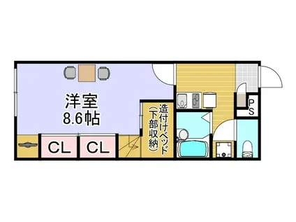 アルバトラモント早良(1K/2階)の間取り写真