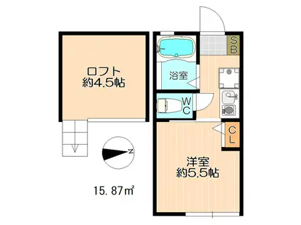 G・Aヒルズ川崎小倉(1K/2階)の間取り写真