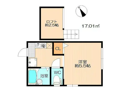 イーリス横浜大口LOFOS(1K/2階)の間取り写真