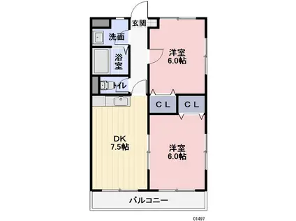 CENTURY21(2DK/3階)の間取り写真