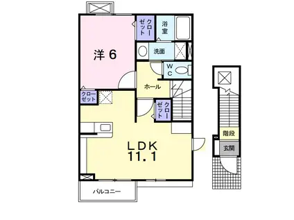 カーサ・グランデA(1LDK/2階)の間取り写真