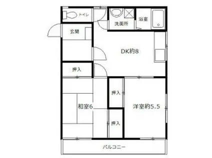 メゾン・ド・フルール加美(2DK/1階)の間取り写真