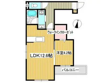 室田ビル(1LDK/4階)の間取り写真