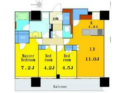 THE YOKOHAMA FRONTO TOWER(3LDK/38階)の間取り写真