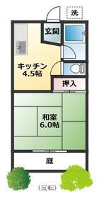 京王電鉄京王線 北野駅(東京) 徒歩7分 2階建 築37年(1K/1階)の間取り写真