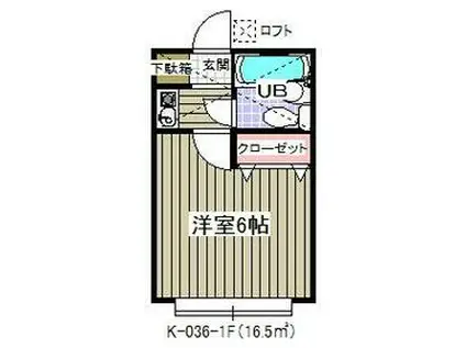 メゾンロッシュ柏(1K/1階)の間取り写真
