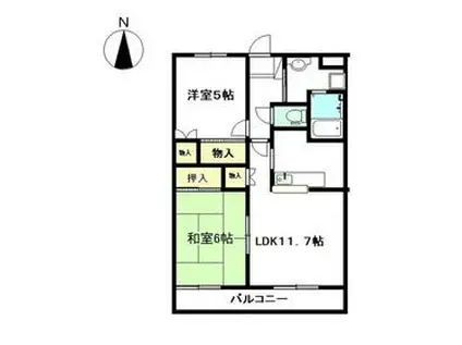 エクセレントハイツ2号館(2LDK/2階)の間取り写真