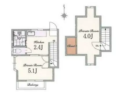 谷口コーポR(2K/2階)の間取り写真