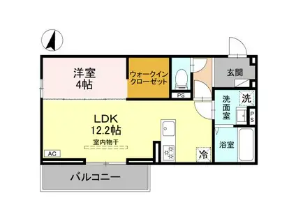 SOPHIA Ⅱ B(1LDK/1階)の間取り写真