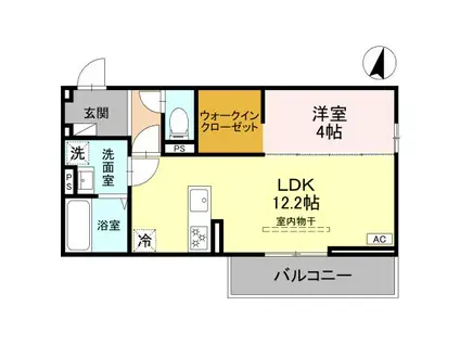 SOPHIA Ⅱ B(1LDK/2階)の間取り写真