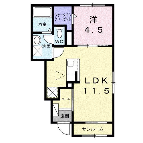 エレガンス メゾン Ⅰ(1LDK/1階)の間取り写真