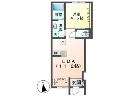 東員町鳥取アパート(1LDK/1階)の間取り写真