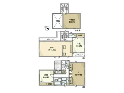 東急多摩川線 下丸子駅 徒歩6分 2階建 築8年(2SLDK)の間取り写真
