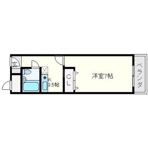 ルーブルハイツ(1K/2階)の間取り写真
