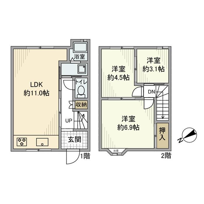下貝塚戸建(3LDK)の間取り写真