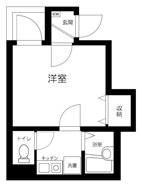 足立区扇1丁目新アパート北西棟(1K/2階)の間取り写真