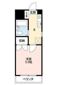 銀東ハイツⅡ(1K/4階)の間取り写真