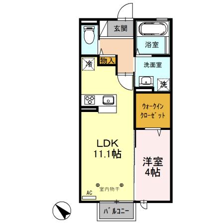 プレミスト Ⅰ(1LDK/2階)の間取り写真