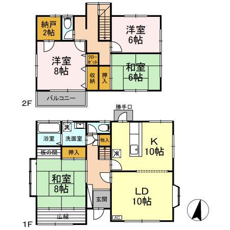 小田急電鉄小田原線 柿生駅 徒歩12分 2階建 築38年(4LDK)の間取り写真