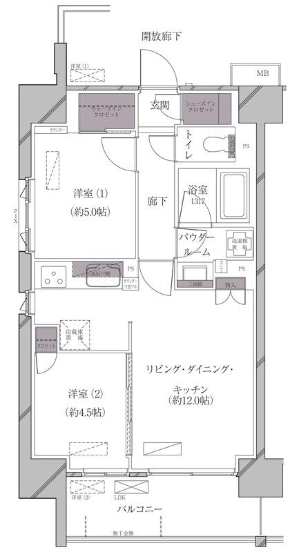 フジパレス タカシロⅠ番館(2LDK/11階)の間取り写真
