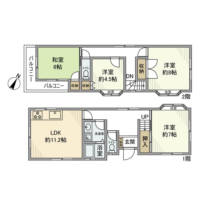 京浜東北・根岸線 大宮駅(埼玉) バス乗車時間:16分 庚申塚バス停で下車 徒歩9分 2階建 築33年(4LDK)の間取り写真