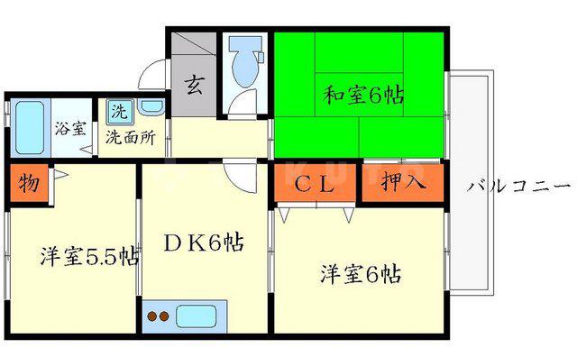 アビテ箕面(3DK/1階)の間取り写真