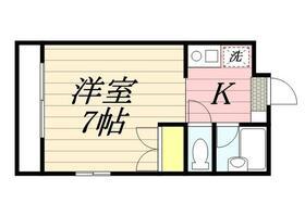 カシキレジデンス1(ワンルーム/2階)の間取り写真