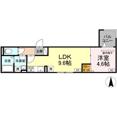 セレスティア大谷田Ⅴ(1LDK/2階)の間取り写真