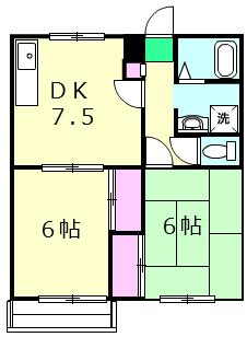 エステートピア菱山(2DK/2階)の間取り写真