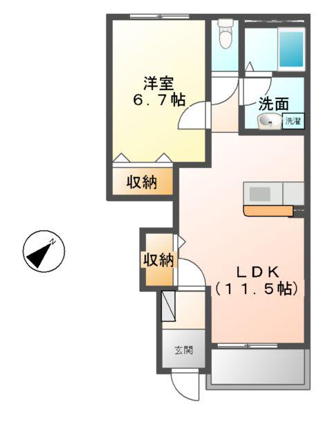 カンタービレ(1LDK/1階)の間取り写真