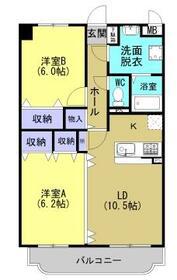 Y&MドリームⅢ(2LDK/6階)の間取り写真