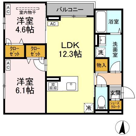 セレスティア柴又Ⅴ(2LDK/3階)の間取り写真