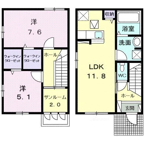 スマイルヴィラ水元(2LDK/1階)の間取り写真