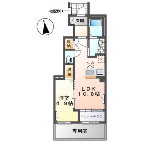 下野市下石橋アパート(1LDK/1階)の間取り写真