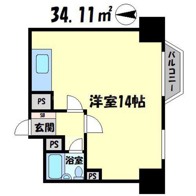 チサンマンション第7新大阪(ワンルーム/9階)の間取り写真