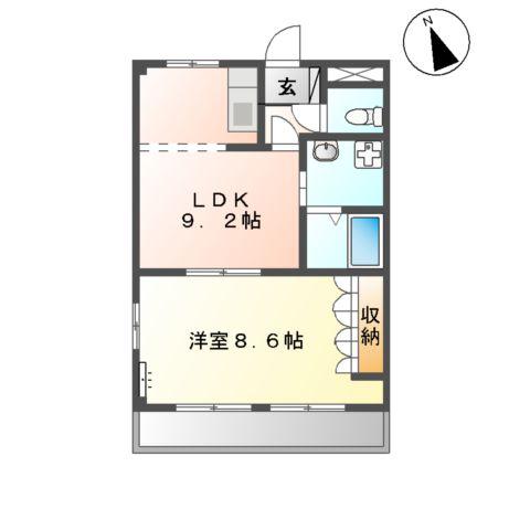 ラ・メール塩浜(1LDK/1階)の間取り写真