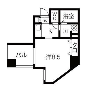 エイペックス京都駅前(1K/8階)の間取り写真