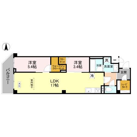 D-ROOM上京区小山町(2LDK/6階)の間取り写真