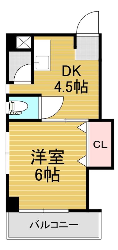 EDGEⅢ(1DK/4階)の間取り写真