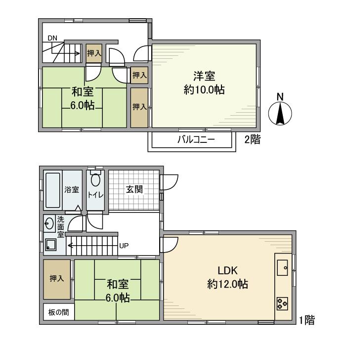 名鉄各務原線 細畑駅 徒歩8分 2階建 築40年(3LDK)の間取り写真