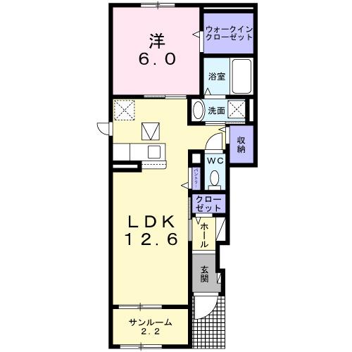 PETTIA(1LDK/1階)の間取り写真