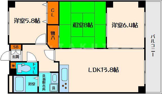 クオリティ北条(3LDK/3階)の間取り写真