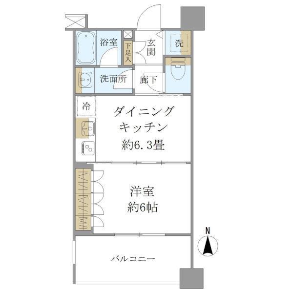BRILLIA京都五条(1DK/1階)の間取り写真
