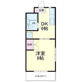 サンパレス木下(1DK/1階)の間取り写真